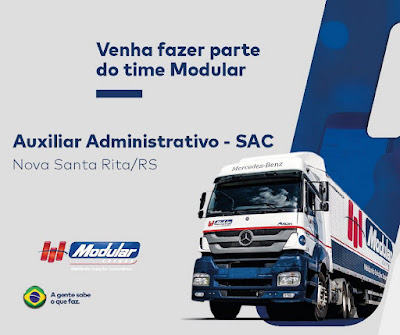 Modular abre vaga de emprego para Auxiliar Administrativo em Nova Santa Rita