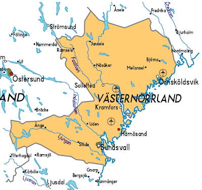 Vasternorrland Map Province City