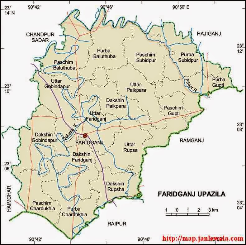 faridganj upazila map of bangladesh