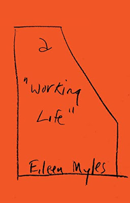 The book cover of "a 'working life'" by Eileen Myles. It has an amber orange background with a rough line drawing of an outline of the state of Georgia.