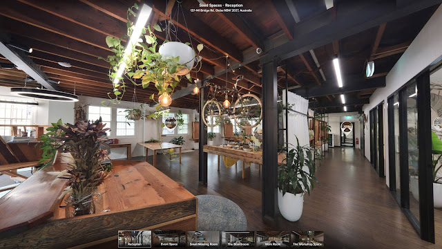 Co-working space reception photographed as part of a 360° Virtual Tour