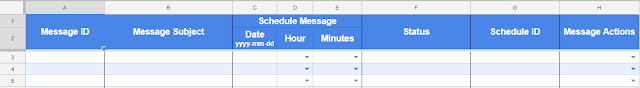 Screenshot of columns used by email scheduler