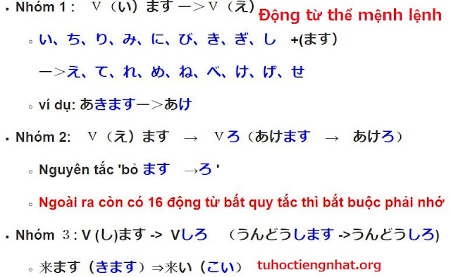 Động từ thể mệnh lệnh và cách chia