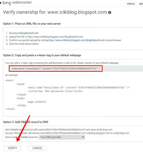 Cara Mendaftarkan Blog ke Bingwebmaster Tool