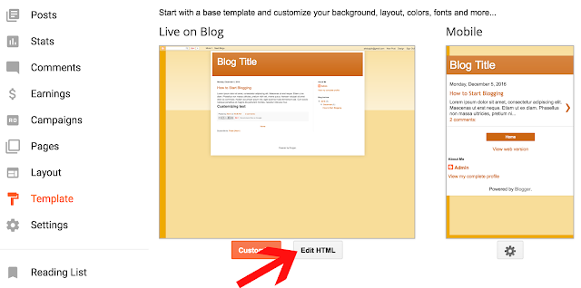 blogger template edit HTML