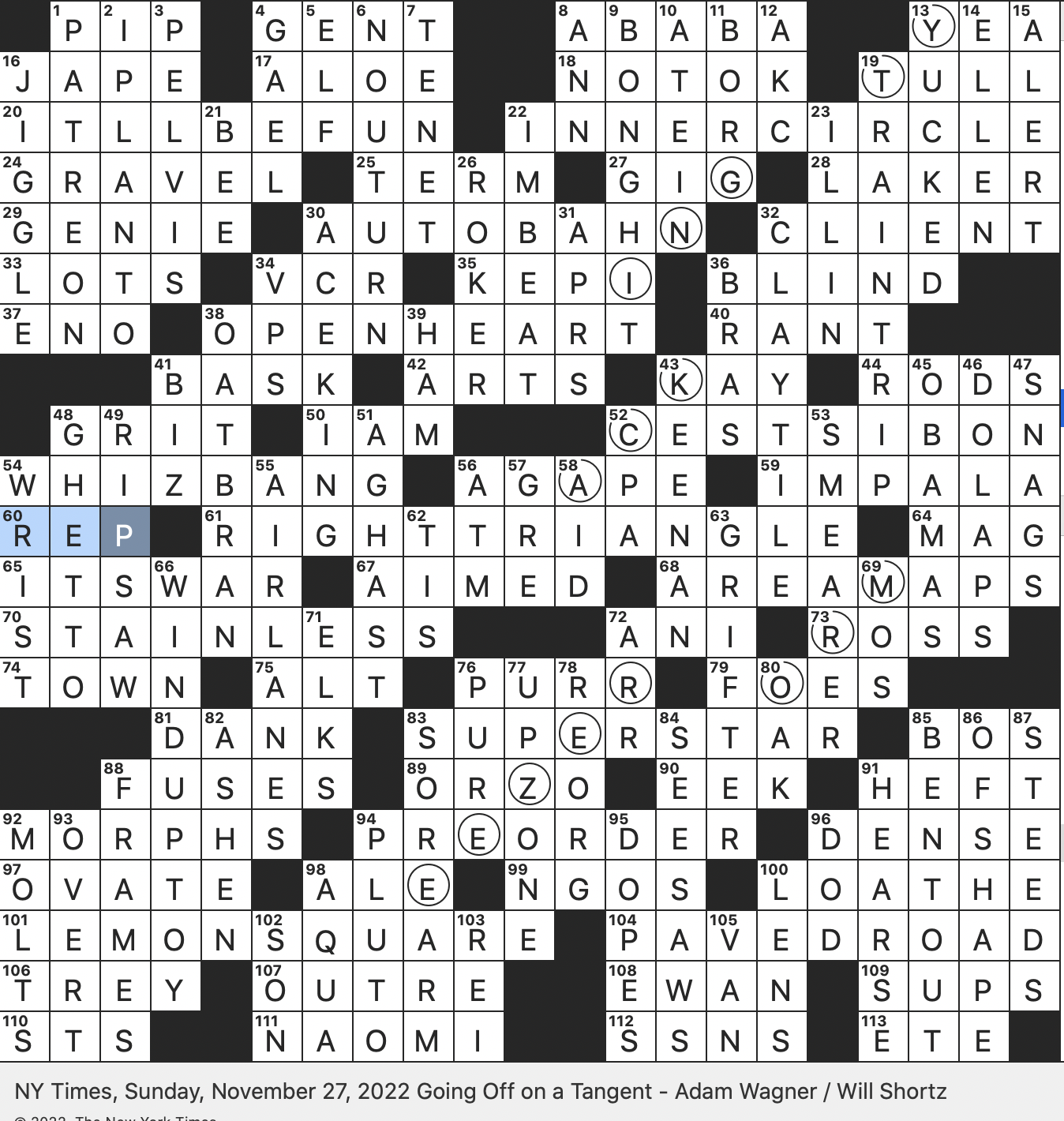 The New York Times Crossword in Gothic: 04.30.11 — A Cowboy May Have a Big  One