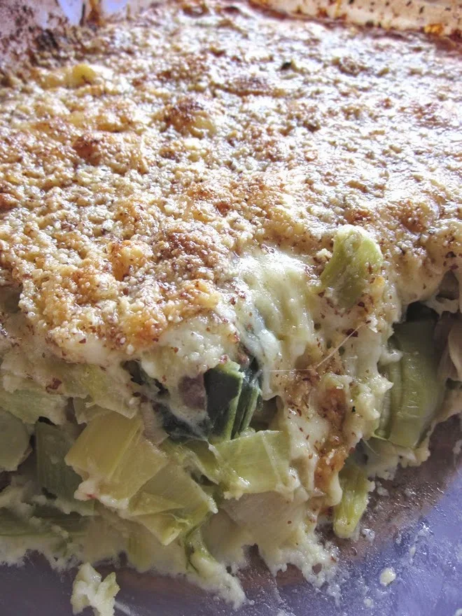 Gratin de poireaux sans gluten