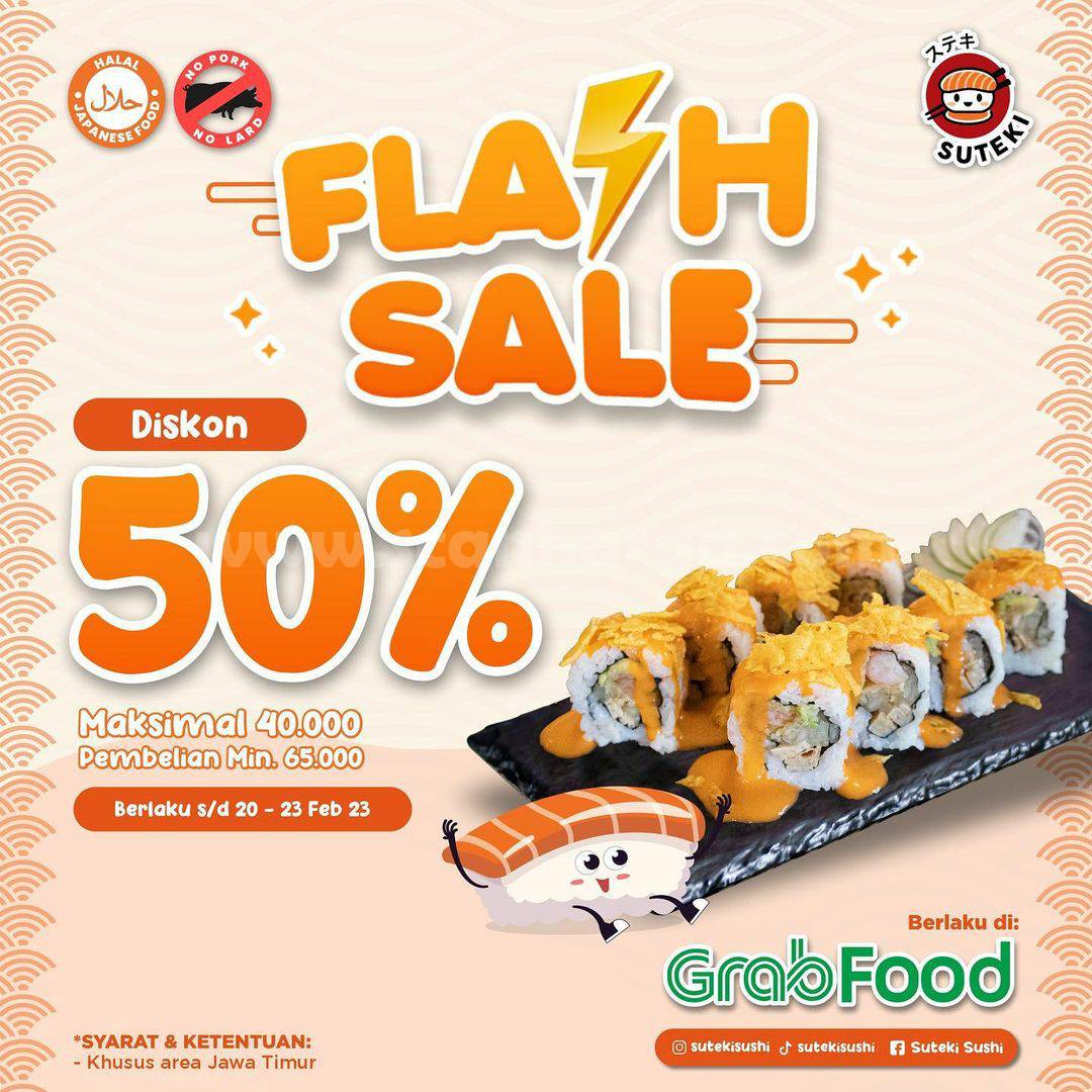 SUTEKI SUSHI Promo Flash Sale GRABFOOD Diskon 50%