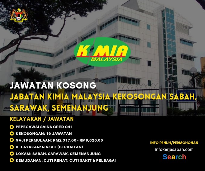 Jawatan Kosong Jabatan Kimia Malaysia Kekosongan Sabah, Sarawak, Semenanjung