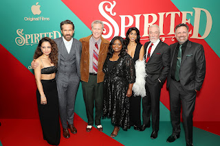 Aimee Carrero, Ryan Reynolds, Will Ferrell, Octavia Spencer, Sunita Mani, Patrick Page and Sean Anders (Director) attend the Apple Original Films premiere of “Spirited” at Alice Tully Hall at the Lincoln Center for the Performing Arts. “Spirited” premieres globally on Apple TV+ on November 18, 2022.