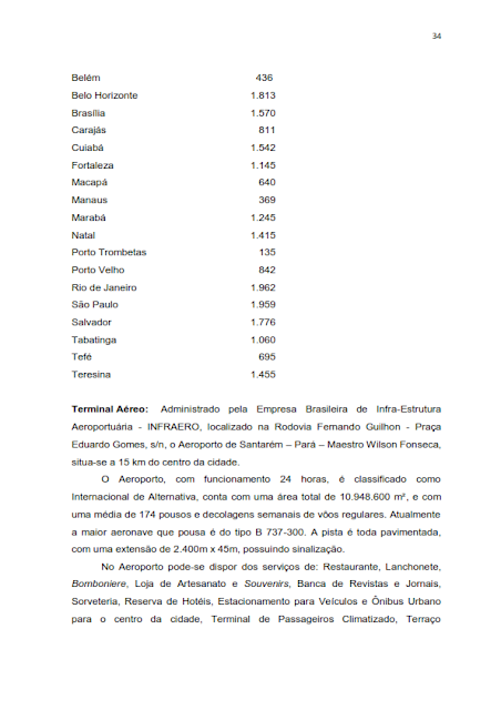 INVENTÁRIO DA OFERTA E INFRA ESTRUTURA TURÍSTICA DE SANTARÉM – PARÁ – AMAZÔNIA – BRASIL - 2010 / ANO BASE 2010