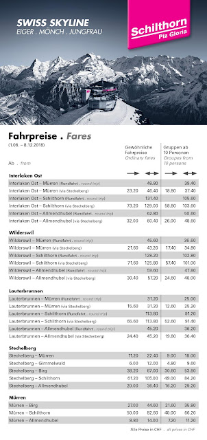 Precios para llegar al Schilthorn