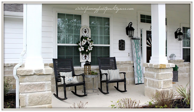 Farmhouse Front Porch-Suburban Farmhouse-Early Spring Porch-Rocking Chairs-From My Front Porch To Yours