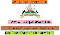 Arunachal Pradesh Public Service Commission Recruitment 2018 – Assistant Professor