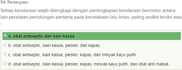 Contoh Soal Ujian teori SIM A dgn Kunci Jawaban Oktober 2018