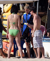 Katy Perry On Motor Boat Sexy Green Bikini Pictures