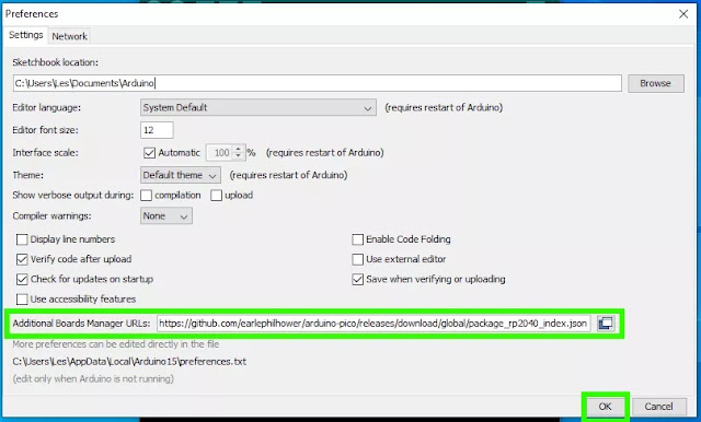 6. Open the Arduino application and navigate to File >> Preferences.