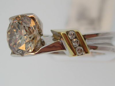 133CT chocolate diamond solitaire wedding set with 075 Carats in round and