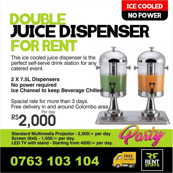 Ice Cooled Double Juice Dispenser for Rent.