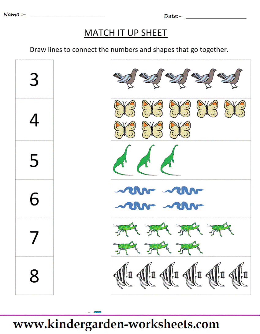 Maths Worksheets - Matching worksheets