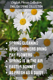 English Phrase Collection | Englisg Spring Collection |Spring cleaning, April showers bring May flowers, Spring is in the air, Easter bonnet, As fresh as a daisy