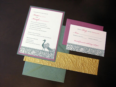  Kris and their lovely jeweltoned peacock themed wedding invitations