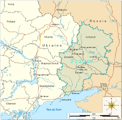 Carte de la région du Donbass en Ukraine