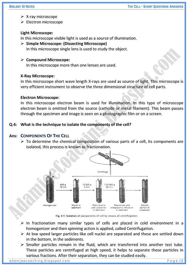 the-cell-short-question-answers-biology-11th