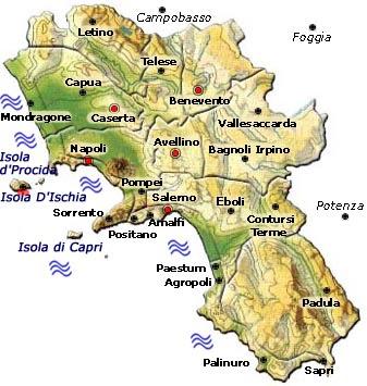 Campania Map Geographic Region