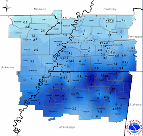 Snowfall accumulations Jan 9-10, 2011