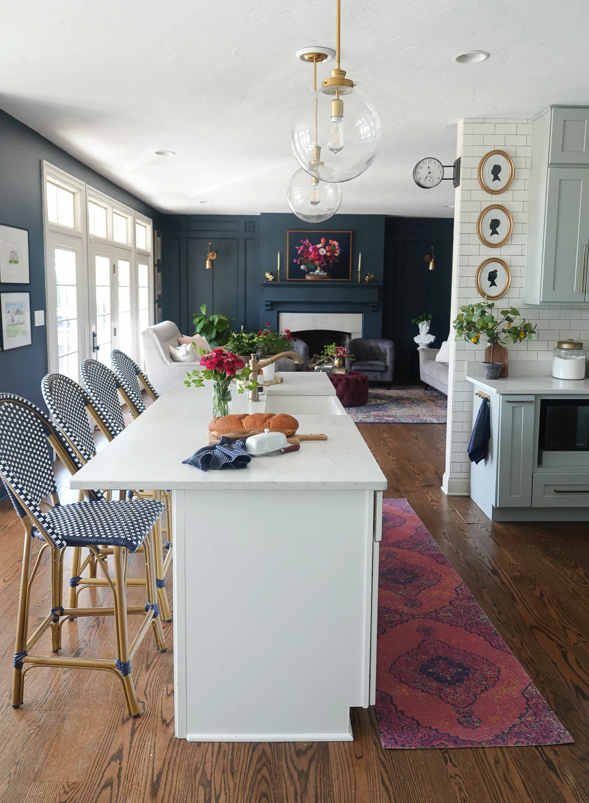 dark blue living room walls