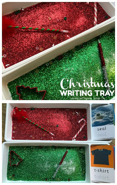 Christmas Mark Making Glitter Tray