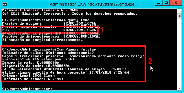 Podemos intentar cambiar los servidores de tiempo del sistema operativo invitado usando  el comando w32tm, pero, comprobaremos que los cambios no se aplicarán.