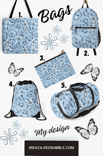 Blue flower pattern Bags.
