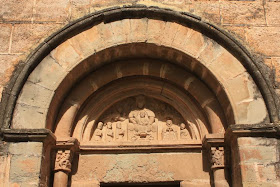 Tympanum of Sant Marti romanesque church in Mura