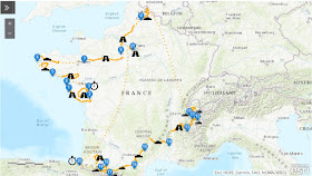 Map of France and the Tour de France