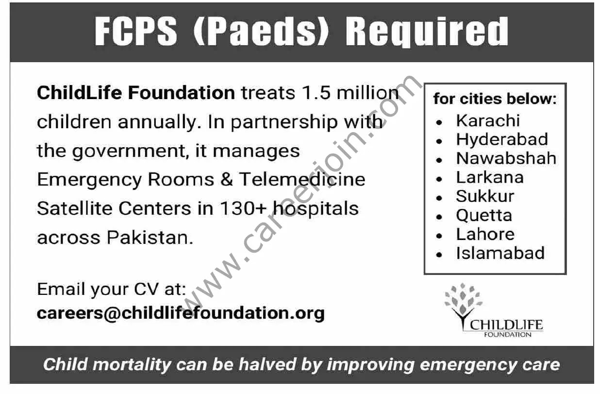 ChildLife Foundation Jobs 2023 - Latest Advertisement