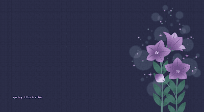 【桔梗】夏の花のおしゃれでシンプルかわいいイラストPC壁紙・背景