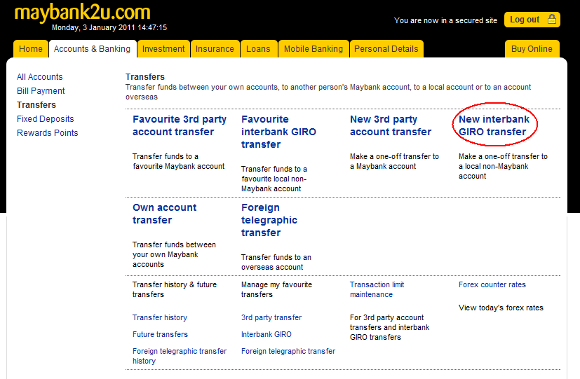 Deposit/Pengeluaran Alertpay: Deposit via Maybank2u