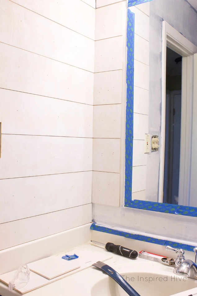 How to install a bathroom shiplap plank wall