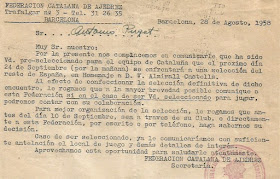 Convocatoria de la Federación Catalana de Ajedrez, año 1958