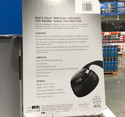 Costco 1113267 - Beats Solo 3 Wireless Bluetooth Headphones - The freedom of wireless and the sound quality of Beats