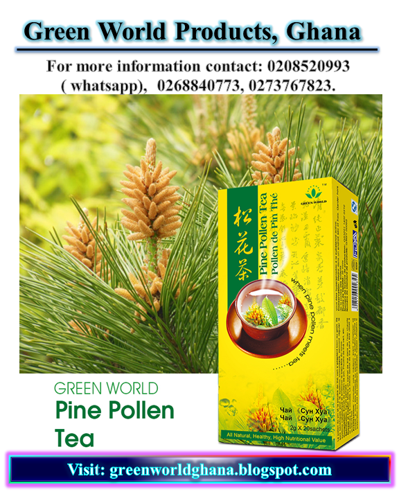 Green World Pine Pollen Tea, Ingredients, Benefits, Uses, Functions, Prices, Ghana, Accra, Kumasi, Kenya, Mombasa, Nairobi
