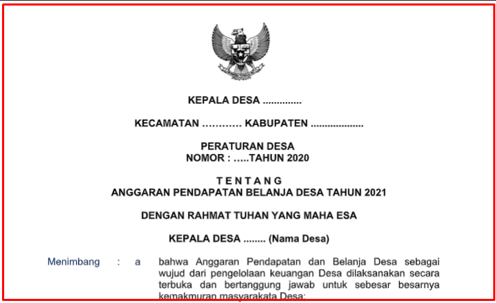  ditetapkan oleh Kepala Desa paling lambat tanggal  Download Lengkap Perdes APBDes Tahun 2021 dan Perkades Penjabarannya