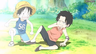 ワンピースアニメ 頂上戦争編 465話 エース ルフィ 幼少期 | ONE PIECE Episode 465