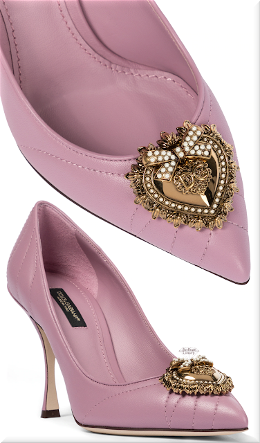 ♦Dolce & Gabbana pink Devotion lamb leather pumps #dolcegabbana #shoes #pink #brilliantluxury