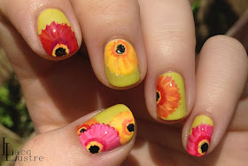 Summer Nails, Nail Art, Floral Nails, Gerbera Nails, Sunshine, Bright Nails