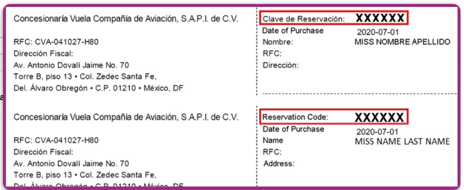 Clave de Reserva de Boleto de Avion con Volaris