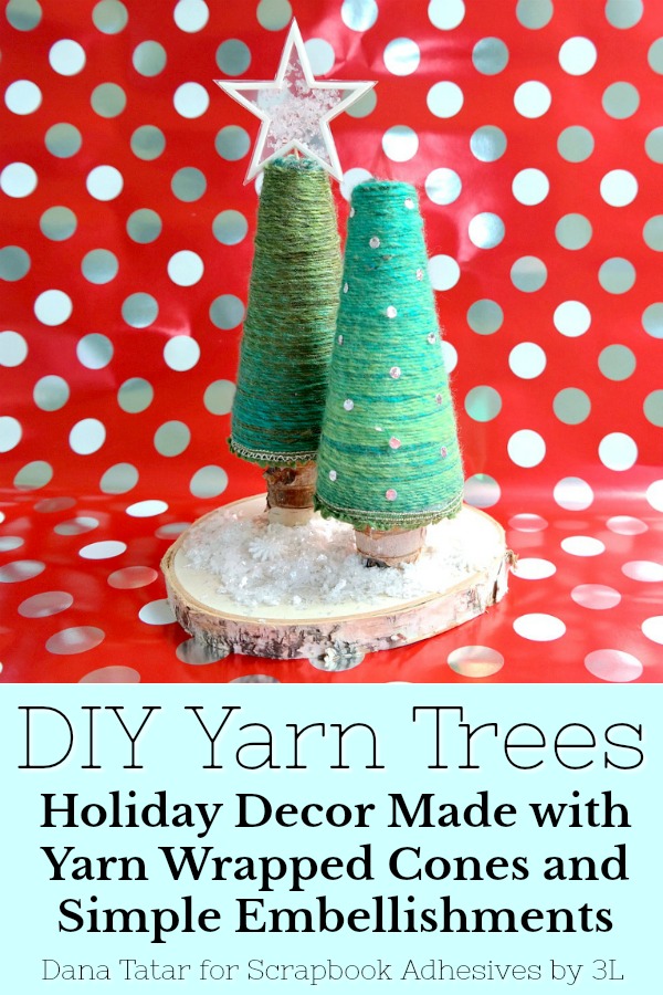 DIY Christmas Yarn Tree Decor Tutorial by Dana Tatar for Scrapbook Adhesives by 3L