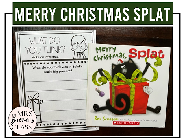 Merry Christmas Splat book activities unit with literacy printables, reading companion activities, lesson ideas, and a craft for Kindergarten and First Grade